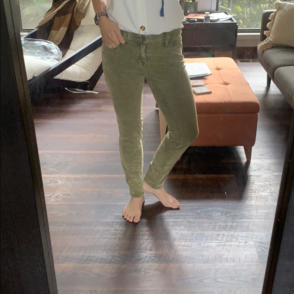 BDG mid rise skinny green corduroys